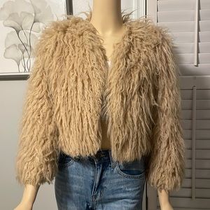 Reformation cropped faux fur shag coat - XS